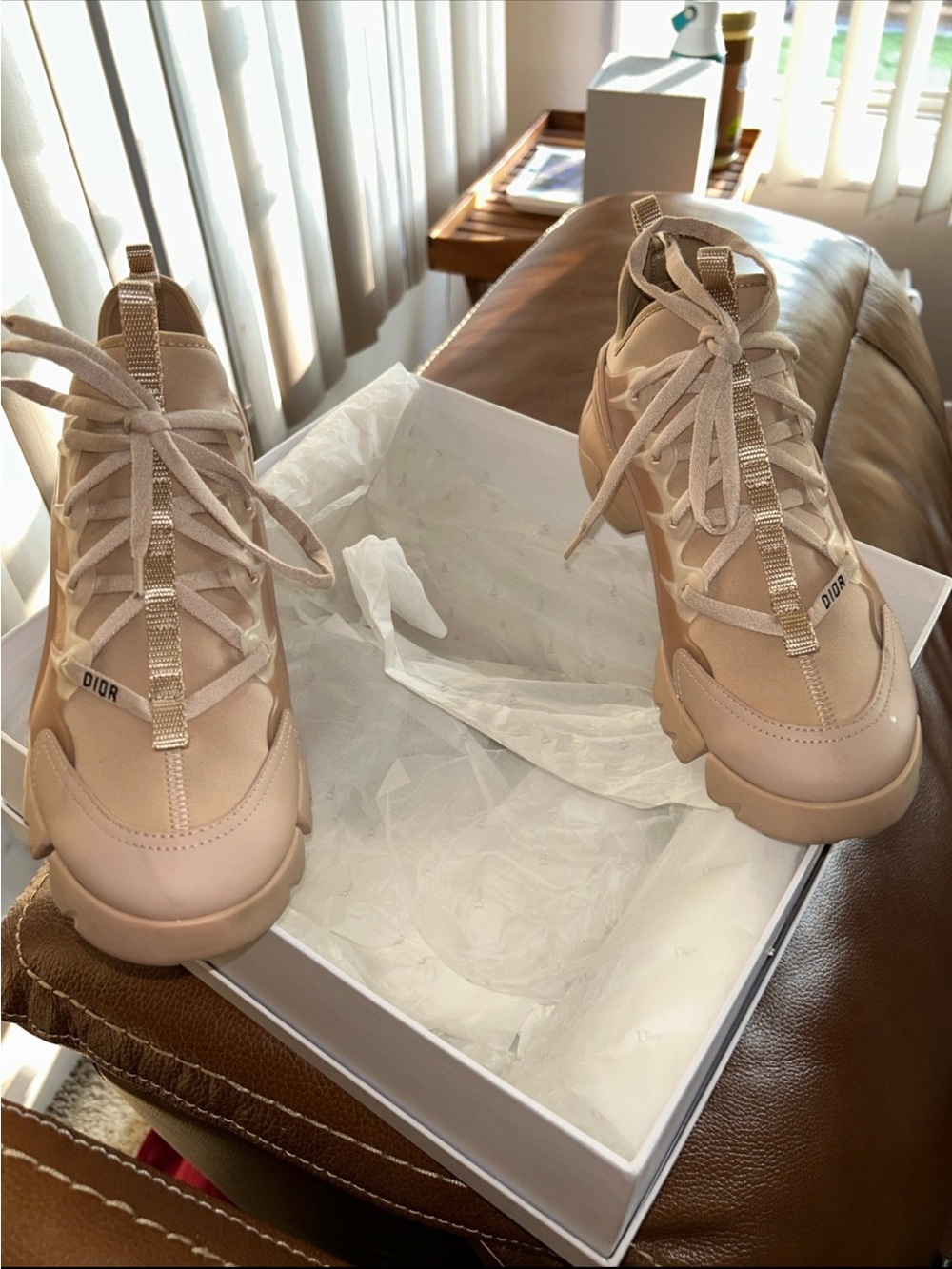 Dior Women’s Beige Chunky Lace-Up Sneakers